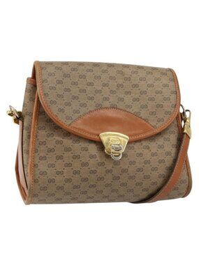 Authentic GUCCI Micro GG Supreme Shoulder Bag PVC Gold Beige